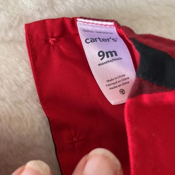 Carters red & black plaid holiday Christmas dress size 9 months - Picture 4 of 5